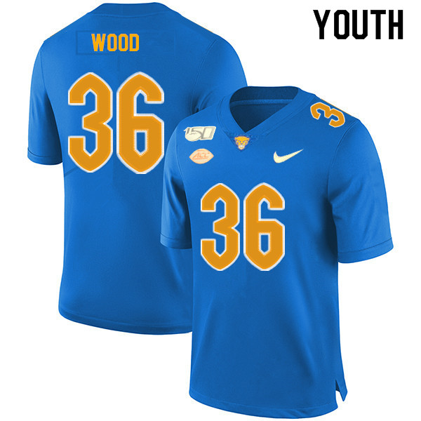 2019 Youth #36 Shawn Wood Pitt Panthers College Football Jerseys Sale-Royal